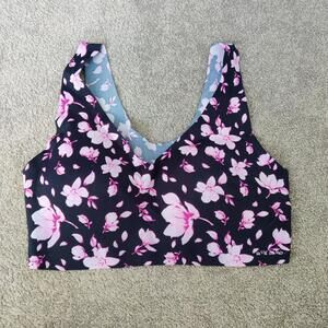 La Vie en Rose Women's Floral Bra Size Large Black Pink